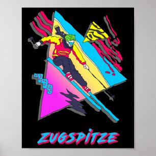 Poster Zugspitze Retro Skieur Ski Skiing Design Inspiré