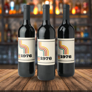 Poster zum 1976er Retro-Geburtstag oder Klassentre Weinetikett