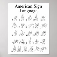 Poster zum Erlernen des amerikanischen Gebärdenspr