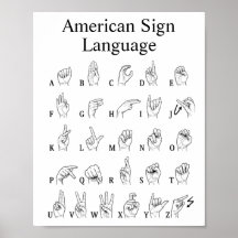 Poster zum Erlernen des amerikanischen Gebärdenspr