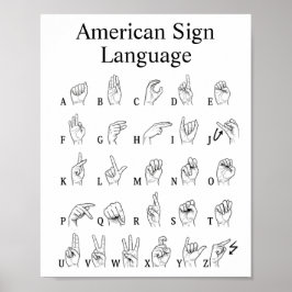 Poster zum Erlernen des amerikanischen Gebärdenspr
