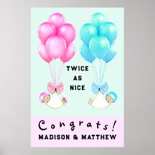 Poster zur Gratulation zur Zwillinge-Baby-Party