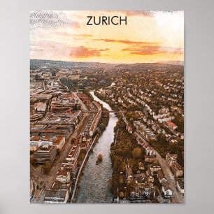 Poster Zurich, Suisse Europe City View
