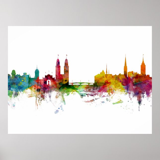 Poster Zurich Switzerland Skyline (Devant)