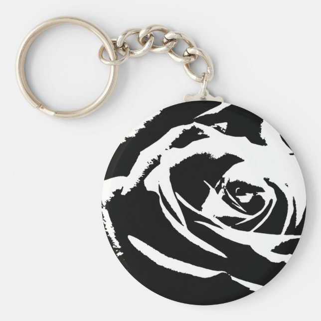 Posterisierte Rose Kunst Schlüsselanhänger (Vorne)