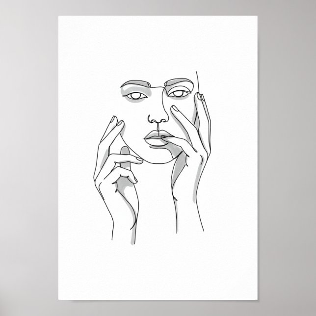 Posters Black and White Minimalist Line Poster (Vorne)