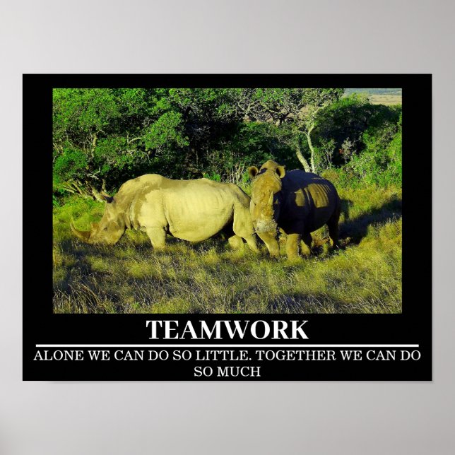 Posters de motivation faunique Rhinos Travail d'éq (Devant)