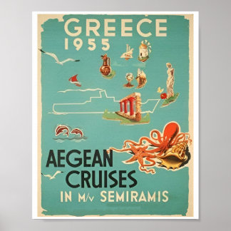 Posters en mer de la Grèce vintage