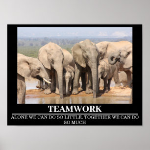 Posters Motivation Faune Elephant Travail d'équipe