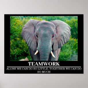 Posters Motivation Faune Elephant Travail d'équipe