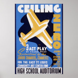 Posters vintage, Plafond Zéro avion affiches WPA