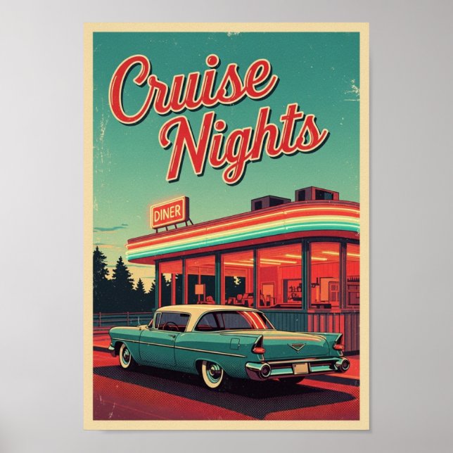 Posters Vintage Retro Car Diner Print Poster (Vorne)