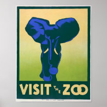 Posters vintage, Visitez le Zoo Elephant WPA Poste