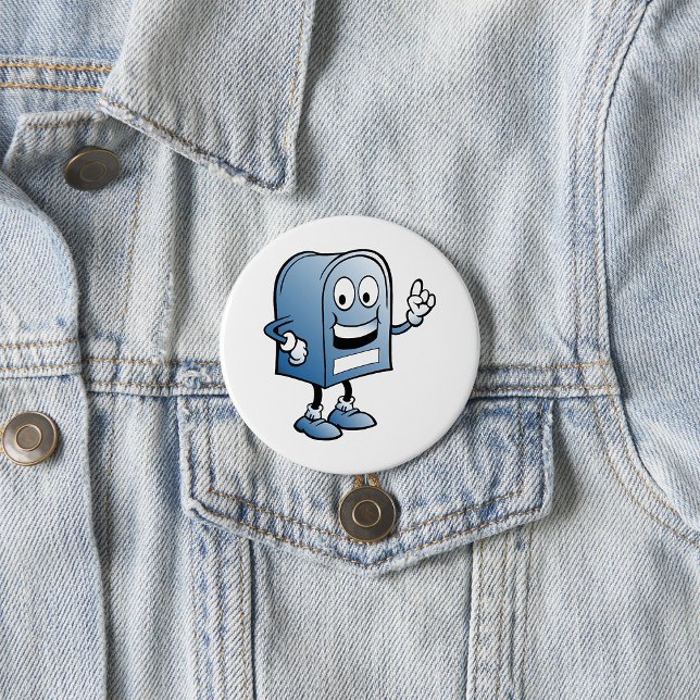 Postfach Mascot Happy Blue Postal Zeichen Button (Von Creator hochgeladen)