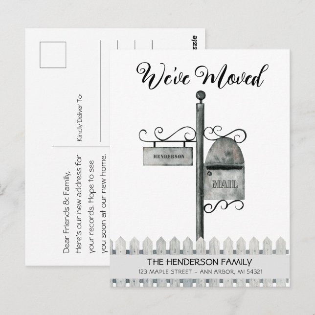 Postfach Neue Zuhause-Bewegungs-Ankündigung Postka Postkarte (Vorne/Hinten)