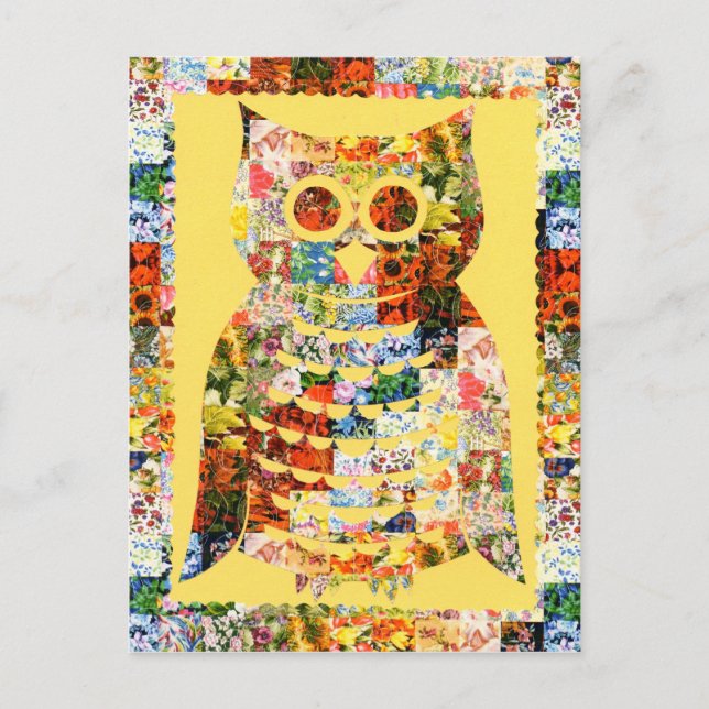 PostFrühlings Eule Postkarte (Vorderseite)
