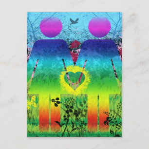 Postkarte, Abstrakter Regenbogen Herzklopfen Liebe Postkarte