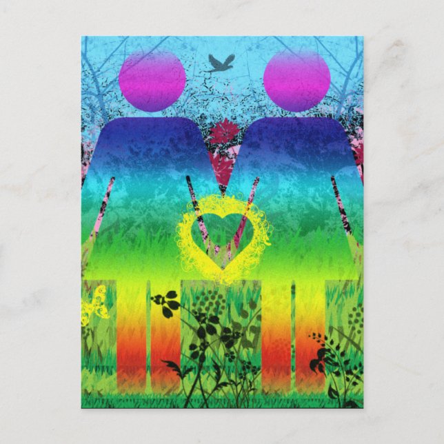 Postkarte, Abstrakter Regenbogen Herzklopfen Liebe Postkarte (Vorderseite)