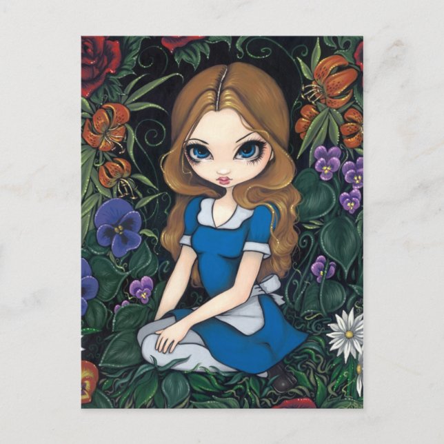 Postkarte "Alice und die Blume" (Vorderseite)