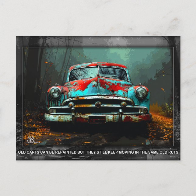 Postkarte Altes Auto (Vorderseite)