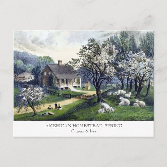 Postkarte - AMERIKANISCHER HAUSHALT: Frühjahr (Vorderseite)
