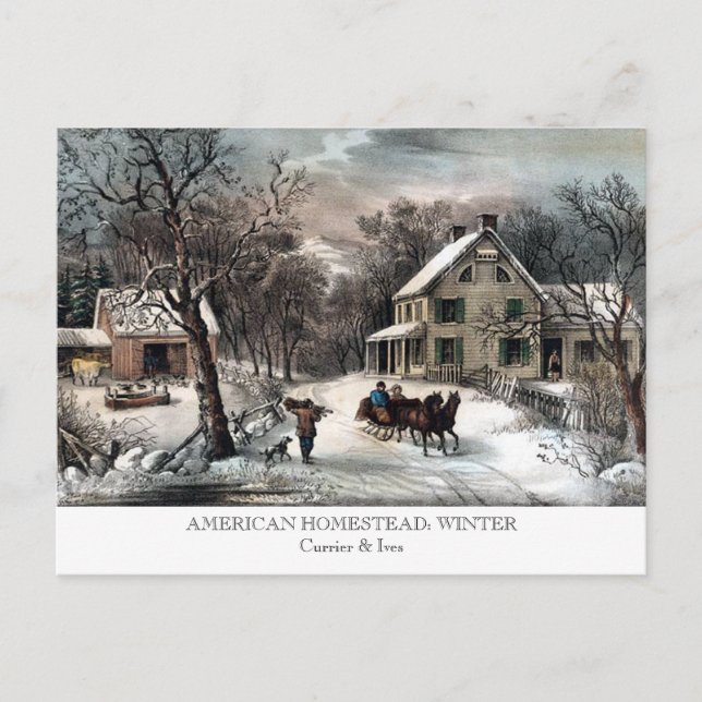 Postkarte - AMERIKANISCHES HAUSHALT: Winter (Vorderseite)