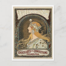 Postkarte - Art Nouveau Schokoladen + Konfekt