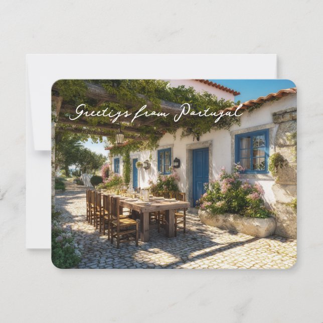 Postkarte aus Portugal, Terrasse (Vorderseite)