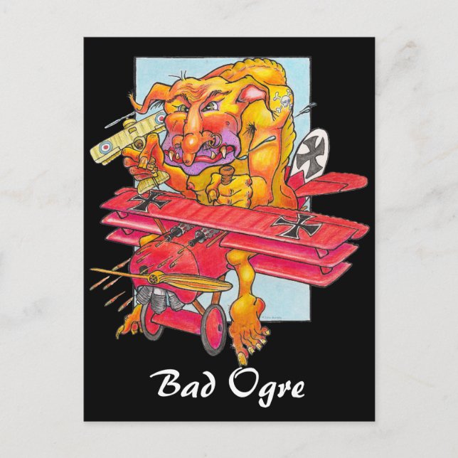 Postkarte - Bad Ogre - schwarzer Hintergrund (Vorderseite)