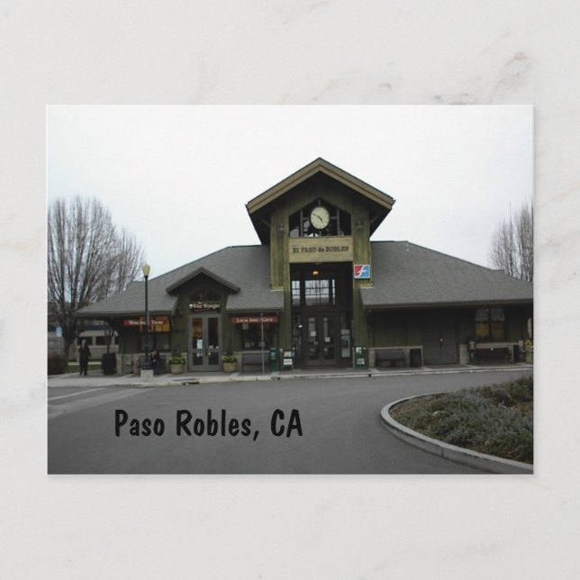 Postkarte: Bahnhof Paso Robles im Winter Postkarte (Vorderseite)