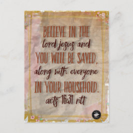 Postkarte - Bibel Verse Acts 16:31 NLT