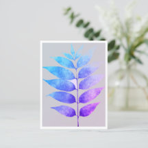 Postkarte - Blau/Lila/rosa Fern