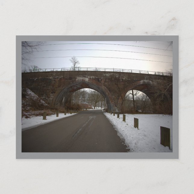 Postkarte Bogenbrücke im Winter (Vorderseite)