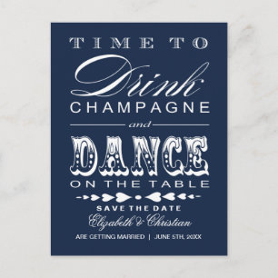 Postkarte Champagne-Theater-Bills Save the Date