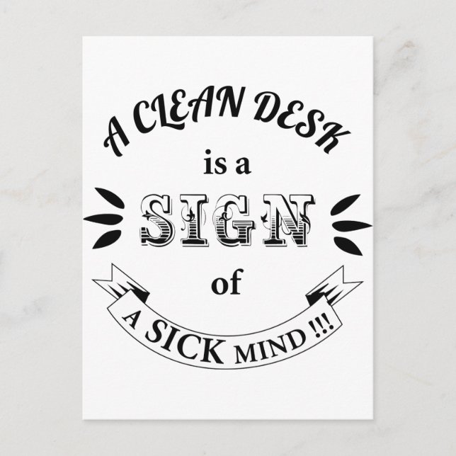 Postkarte "Clean Desk Funny Quotes" (Vorderseite)