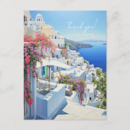 Postkarte "Danke" mit Blick auf Santorini
