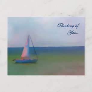 Postkarte - Denken Sie an Sie (Segelbootzeichnen)