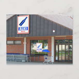 Postkarte - der "Blaue Schirm" kauft ein