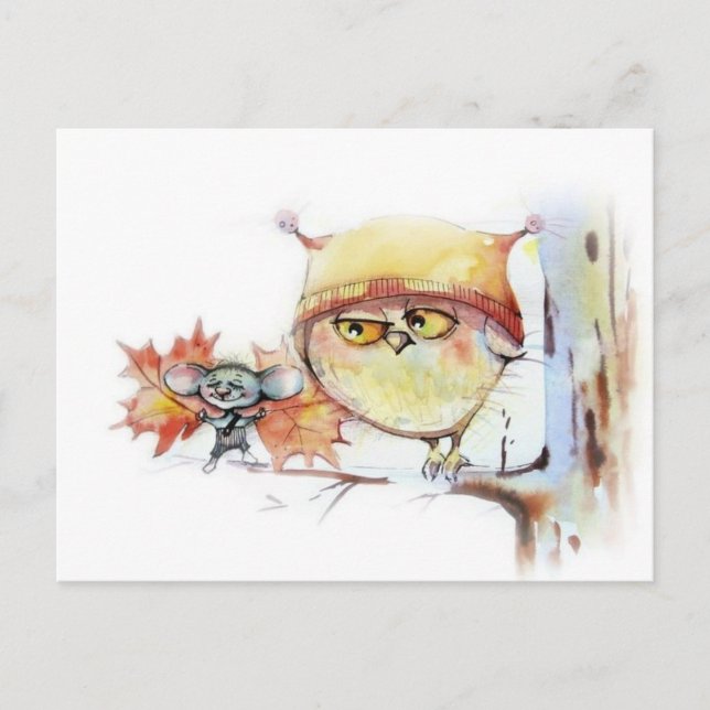 Postkarte der Eule (Vorderseite)