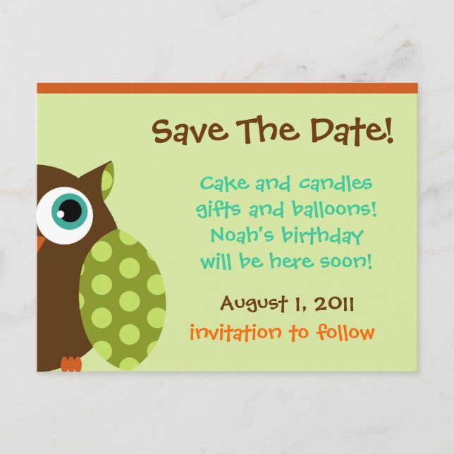 Postkarte der Eule (Vorderseite)