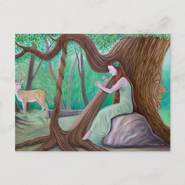 Postkarte "Der Harpist und der Baum" (Vorderseite)