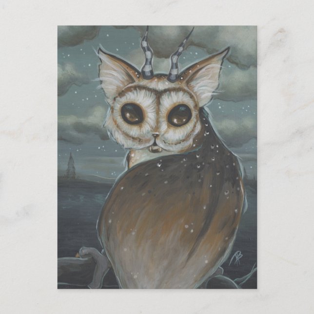 Postkarte der Meowl-Katze (Vorderseite)