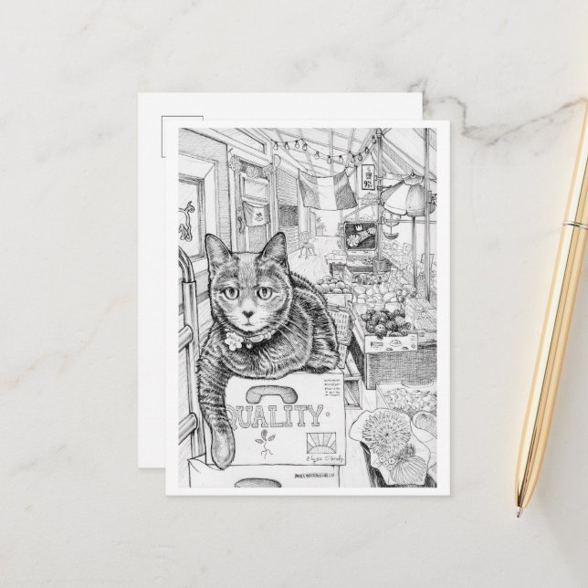 Postkarte der Philly Cat auf der 9. Straße (Vorderseite/Rückseite Beispiel)