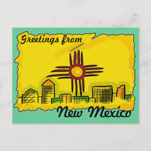 Postkarte der Skyline-Staatsflagge in New Mexico
