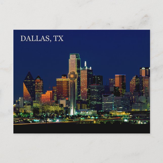 Postkarte der Skyline von Dallas, Texas (Vorderseite)