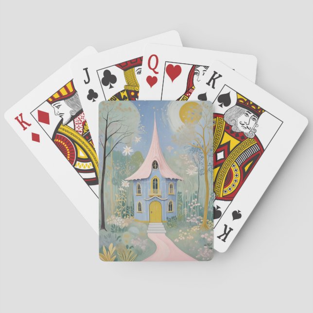 Postkarte der verzauberten Hütte Spielkarten (Rückseite)
