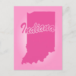 Postkarte des Bundesstaates Indiana in Rosa