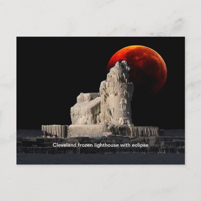 Postkarte des gefrorenen Leuchtturms Cleveland (Vorderseite)
