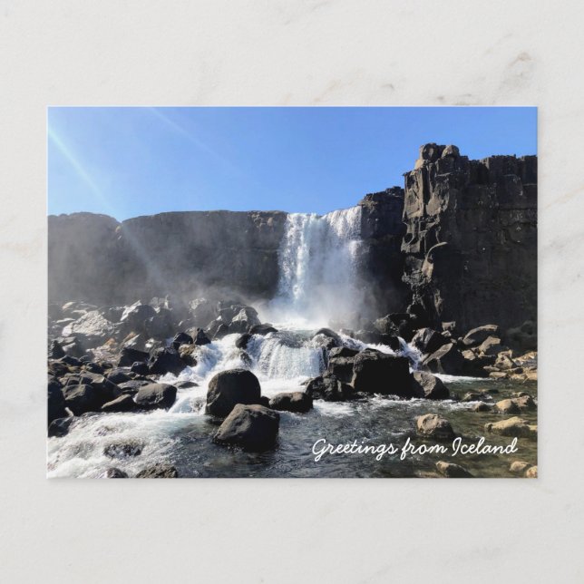 Postkarte des isländischen Wasserfalls (Vorderseite)