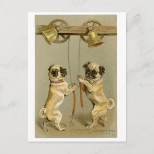 Postkarte des Mops-neuen Jahr-/Weihnachten